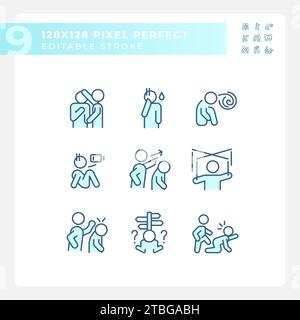 Editable pixel perfect psychology icons set Stock Vector