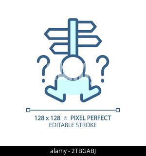 2D thin linear simple blue indecisiveness icon Stock Vector