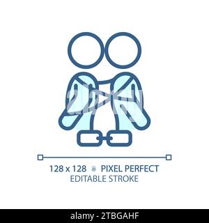2D thin linear simple blue codependency icon Stock Vector