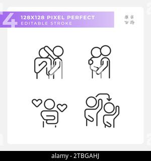 2D editable pixel perfect black psychology icons Stock Vector