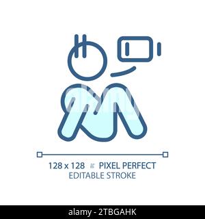 2D thin linear simple blue apathy icon Stock Vector