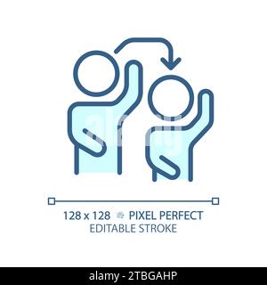 2D thin linear simple blue imitation icon Stock Vector