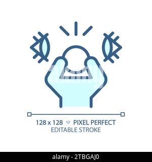 2D thin linear simple blue paranoia icon Stock Vector