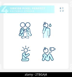 2D editable pixel perfect blue psychology icons Stock Vector