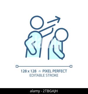 2D thin linear simple blue banishment icon Stock Vector