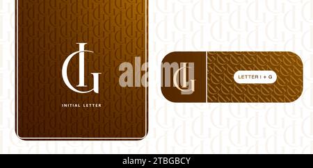 vector illustration IG or GI monogram letter corporate identity for business card, branding ads campaigns, letterpress, embroidery Stock Vector