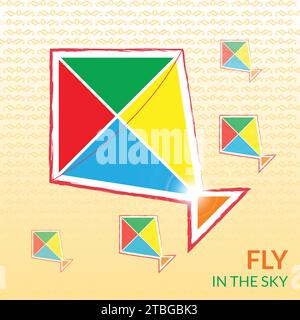 Creative colored kite icon with suvo noboborsho bangla new year vector Stock Vector