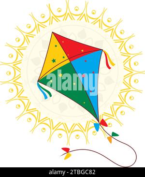 Creative colored kite icon with suvo noboborsho bangla new year vector Stock Vector