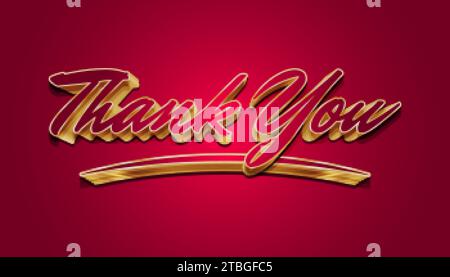 Thank You Letter Text in Red and Gold Isolated on Blue Background ...