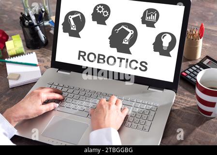 Robotics concept shown on a laptop screen Stock Photo