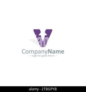 V Logo Modern Design With Purple Color. Letter V Logo Stock Vector
