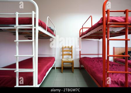 Bedroom with two bunk beds Stock Photo