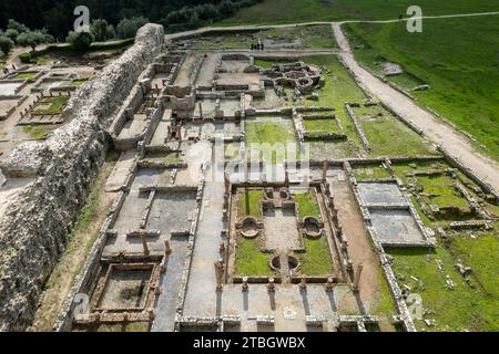Aerial view of the roman ruins at the archaeological site in Conimbriga, Portugal, Europe Stock Photo