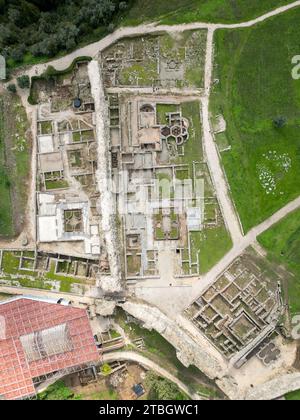 Aerial view of the roman ruins at the archaeological site in Conimbriga, Portugal, Europe Stock Photo