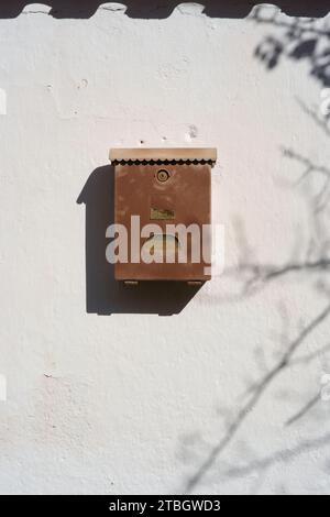 Old rusty metal mailbox Stock Photo