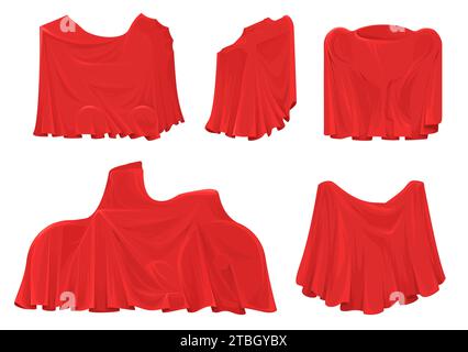 Different objects and surprise items under red silk cloth Stock Vector