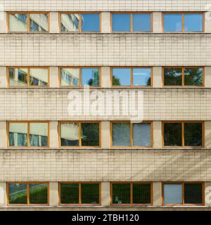 Window front of an office building in the city center of Prague in the Czech Republic Stock Photo