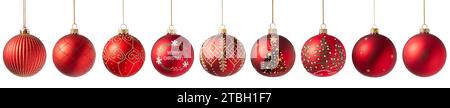 Christmas tree ball isolated on white background. Red Christmas bauble decoration. Stock Photo