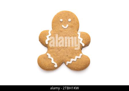 Christmas Gingerbread man cookie isolated on white background Stock Photo