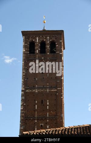 Milano Italy - Basilica Sant'Ambrogio, bell tower Stock Photo