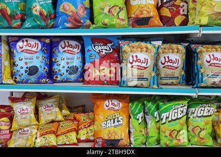 Assorted snacks for sale in Saudi Arabia Stock Photo