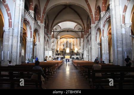 Milano Italy - Basilica Sant'Ambrogio, inside Stock Photo