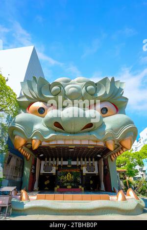 Namba Yasaka-jinja one of Osaka’s most distinctive places of worship with gigantic lion head-shape building with huge open mouth that swallows evil sp Stock Photo