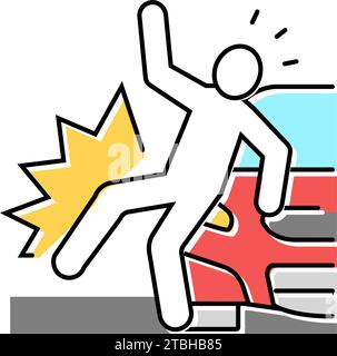 machine hit man accident line icon vector illustration Stock Vector ...
