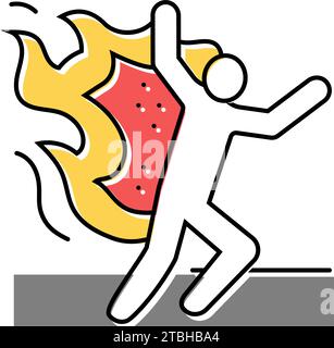 burning dangerous man accident color icon vector illustration Stock Vector