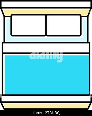 double bed top view color icon vector illustration Stock Vector