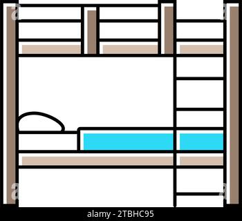 bunk bed kid bedroom color icon vector illustration Stock Vector Image ...