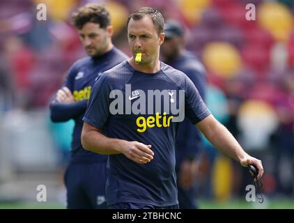 Tottenham Hotspur assistant senior coach Chris Davies before the Premier League match at the Gtech Community Stadium, London. Picture date: Sunday August 13, 2023. Stock Photo