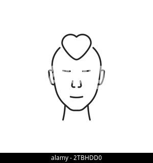 linear human face with simple heart Stock Vector