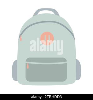 Turquoise backpack with pockets in Pastel colors. Cartoon Vector Flat style isolated illustration. School Bag for Books. Study concept. Design element Stock Vector