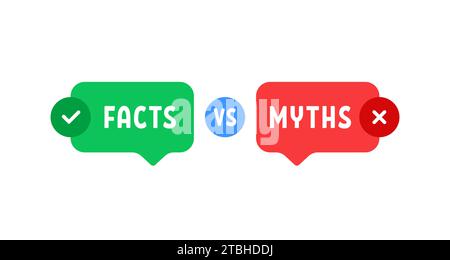 green and red bubbles with myths vs facts Stock Vector