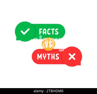 myths vs facts on red and green bubbles Stock Vector