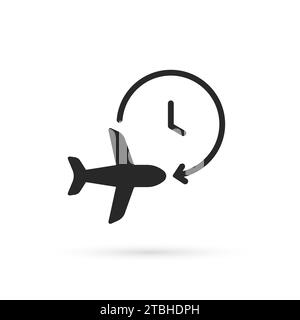 black air plane with timer icon Stock Vector