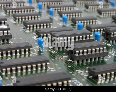Microprocessor Base Board Electronic motherboard, isometric processor microchip on the white ...