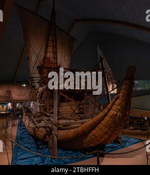 A picture of the Ra raft at the Kon-Tiki Museum. Stock Photo