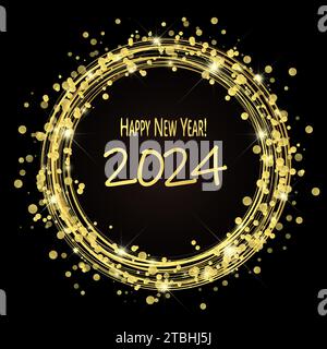 2024 Gold and Black Elegant Corporate Business Happy New Year Greeting -  swirly-world-design