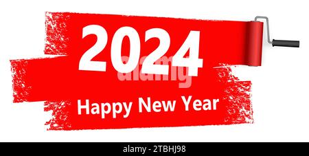 paint roller concept New Year 2024 Stock Vector