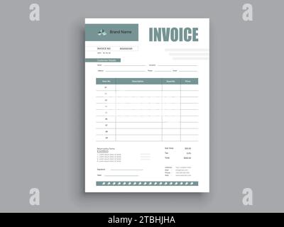 Invoice Design. Business invoice form template. Invoicing quotes, money bills or pricelist and payment agreement design templates. Tax form design Stock Vector