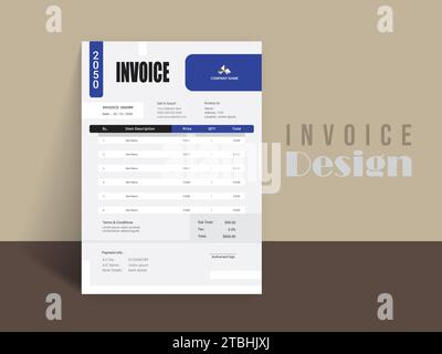 Invoice Design. Business invoice form template. Invoicing quotes, money bills or pricelist and payment agreement design templates. Tax form design Stock Vector