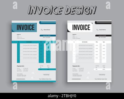 Invoice Design. Business invoice form template. Invoicing quotes, money bills or pricelist and payment agreement design templates. Tax form design Stock Vector