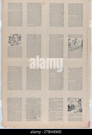 An uncut sheet printed on both sides with pages from 'Perucho el Valeroso' and 'Perlina la encantadora' 1946 by Jose Guadalupe Posada Stock Photo