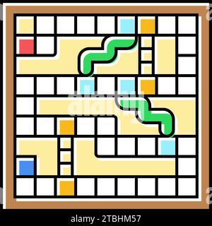 snakes and ladders game board table color icon vector illustration Stock Vector