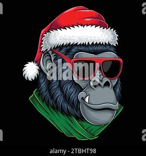 https://l450v.alamy.com/450v/2tbht98/gorilla-head-wearing-accessories-christmas-vector-illustration-for-your-company-or-brand-2tbht98.jpg