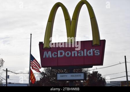 Sign of the McDonald's being sued in Newark, New Jersey. Woman sues ...