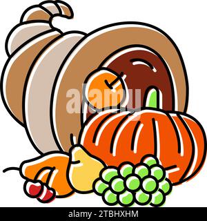 harvest cornucopia autumn season color icon vector illustration Stock Vector