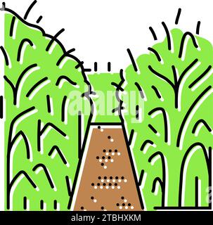 corn maze autumn season color icon vector illustration Stock Vector